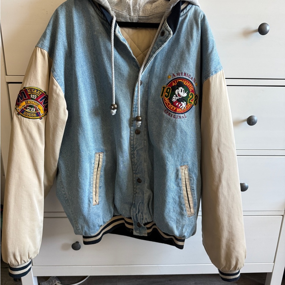 Vintage 90s Disney Denim Varsity Jacket